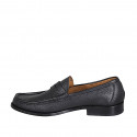 Mocassin pour hommes en cuir dégringolé noir - Pointures disponibles:  38, 47, 49, 50