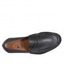 Men's mocassin in black drummed leather - Available sizes:  38, 47, 49, 50