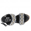 Woman's sandal in black leather with velcro straps, beads and wedge heel 9 - Available sizes:  43