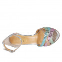 Woman's open shoe with strap in multicolored printed leather with heel 8 - Available sizes:  32, 42, 45