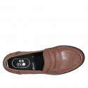 Mocassino da donna in pelle marrone chiaro tacco 2 - Misure disponibili: 32, 42, 43