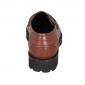 Mocassin pour femmes en cuir cognac talon 3 - Pointures disponibles:  32, 43, 44, 45