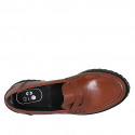 Mocassin pour femmes en cuir cognac talon 3 - Pointures disponibles:  32, 43, 44, 45
