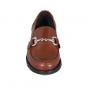 Woman's loafer in cognac brown leather with accessory heel 2 - Available sizes:  42, 43, 45