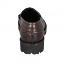 Mocassin avec accessoire pour femmes en cuir marron talon 3 - Pointures disponibles:  32