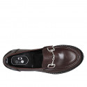 Woman's loafer with accessory in brown leather heel 3 - Available sizes:  32