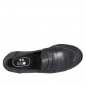 Woman's classic mocassin in black leather heel 2 - Available sizes:  32