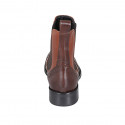 Bottines pour femmes avec élastiques et bout golf en cuir cognac et marron talon 3 - Pointures disponibles:  32, 46