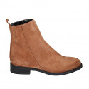 Woman's ankle boot in cognac brown suede with zipper heel 3 - Available sizes:  32, 42