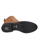 Botines para mujer en gamuza cognac con cremallera tacon 3 - Tallas disponibles:  32, 42