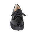 Zapato derby con cordones para mujer en charol negro tacon 5 - Tallas disponibles:  45