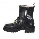 Woman's ankle boot with zipper and accessory in black leather heel 5 - Available sizes:  43