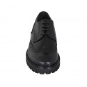Zapato derby elegante para hombre en piel de color negro con cordones y diseño Brogue - Tallas disponibles:  46, 47