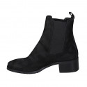 Stivaletto da donna con elastici e punta squadrata in camoscio nero tacco 4 - Misure disponibili: 32, 33
