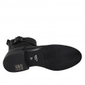Stivaletto stringato da donna con cerniera, puntale e fibbie in pelle nera tacco 3 - Misure disponibili: 32, 33