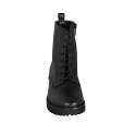Botin para mujer con cremallera y cordones en piel lisa negra tacon 3 - Tallas disponibles:  33, 44, 46