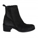Woman's ankle boot with zipper in black suede heel 5 - Available sizes:  32, 43