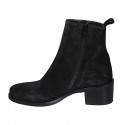 Woman's ankle boot with zipper in black suede heel 5 - Available sizes:  32, 43