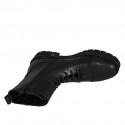 Botin para mujer modelo combate con cordones, puntera, hebillas y cremallera en piel negra tacon 3 - Tallas disponibles:  32, 33