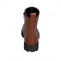 Bottines pour femmes avec fermeture éclair en cuir lisse cognac talon 3 - Pointures disponibles:  33, 44, 45