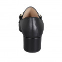 Mocassin pour femmes avec accessoire et elastiques en cuir noir talon 5 - Pointures disponibles:  43