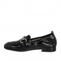 Woman's loafer with elastic band and accessory in black patent leather heel 2 - Available sizes:  33