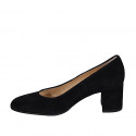 Decolté da donna a punta tonda in camoscio nero tacco 6 - Misure disponibili: 32
