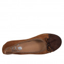 Ballerine avec noeud et bout droit pour femmes en daim cognac et marron talon 2 - Pointures disponibles:  42