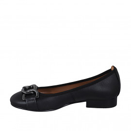 Woman's ballerina with chain in black leather heel 2 - Available sizes:  32 2