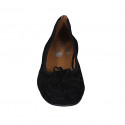 Ballerine avec fleur pour femmes en daim noir talon 2 - Pointures disponibles:  32