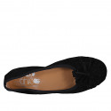 Ballerine avec fleur pour femmes en daim noir talon 2 - Pointures disponibles:  32