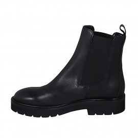 Woman's sporty ankle boot in black leather with elastic bands heel 3 - Available sizes:  32 2