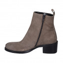 Stivaletto da donna in camoscio beige con cerniera tacco 5 - Misure disponibili: 43