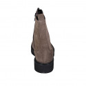Stivaletto stringato da donna con cerniera in camoscio taupe tacco 3 - Misure disponibili: 32, 33, 44, 45