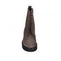 Bottines pour femmes avec lacets et fermeture éclair en daim taupe talon 3 - Pointures disponibles:  32, 33, 44, 45