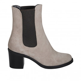Bottines pour femmes avec élastiques en daim beis talon 7 - Pointures disponibles:  42, 43, 44