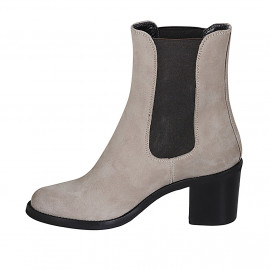 Bottines pour femmes avec élastiques en daim beis talon 7 - Pointures disponibles:  42, 43, 44 2