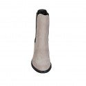 Stivaletto da donna con elastici in camoscio beige tacco 7 - Misure disponibili: 42, 43, 44