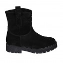 Botines para mujer en gamuza negra tacon 3 - Tallas disponibles:  33, 34, 45