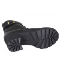 Botin para mujer con cordones, tachuelas, hebilla y cremallera en piel negra tacon 6 - Tallas disponibles:  43