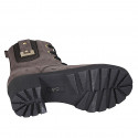 Bottines pour femmes avec lacets, fermeture éclair, elastique et goujons en nubuck marron talon 6 - Pointures disponibles:  42, 43, 44