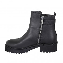 Stivaletto da donna con cerniere e fibbia in pelle nera tacco 4 - Misure disponibili: 32, 33 2