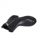 Woman's ankle boot with zippers and buckle in black leather heel 4 - Available sizes:  32, 33