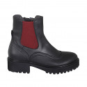 Stivaletto da donna con cerniera ed elastico rosso in pelle nera tacco 4 - Misure disponibili: 32, 33, 34