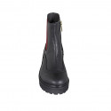 Stivaletto da donna con cerniera ed elastico rosso in pelle nera tacco 4 - Misure disponibili: 32, 33, 34