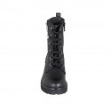 Botin para mujer con cremalleras, cordones y tachuelas en piel negra tacon 6 - Tallas disponibles:  43