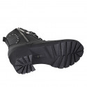 Woman's laced ankle boot with zippers and studs in black leather heel 6 - Available sizes:  43