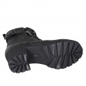 Woman's laced ankle boot with zippers, studs and buckles in black leather heel 6 - Available sizes:  43