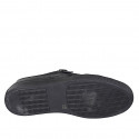 Chaussure sportif à lacets avec semelle amovible et fermeture éclair pour hommes en cuir noir - Pointures disponibles:  36, 37, 38, 47, 49, 54