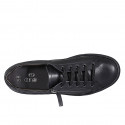 Men's laced sports shoe with zipper and removable insole in black leather - Available sizes:  36, 37, 38, 47, 49, 54
